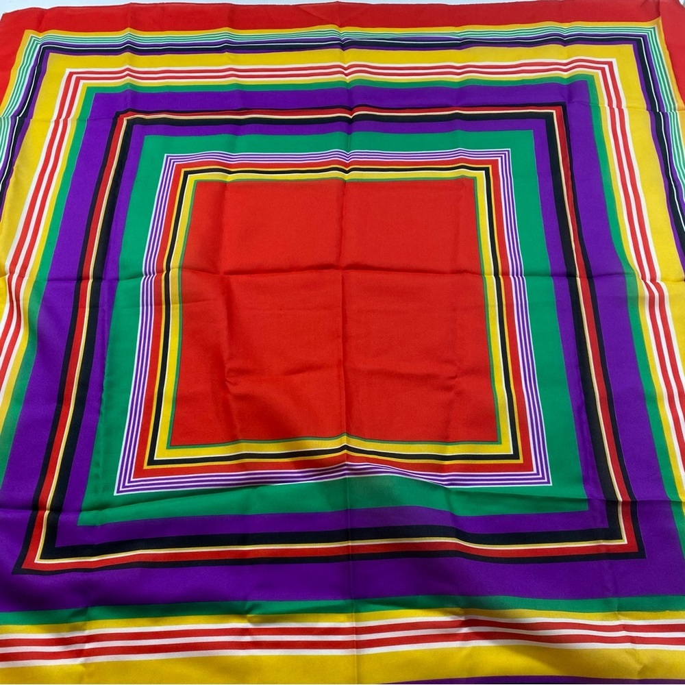 Multi color scarf hankerchief Feminine orange red white blue green yellow scarf - Picture 5 of 7
